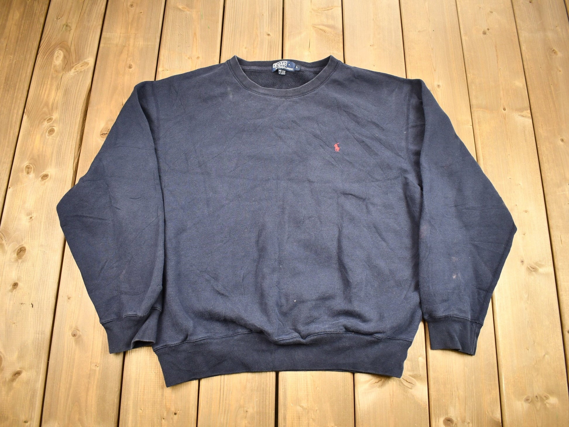 Vintage 1990s Polo Ralph Lauren Navy Blue Crewneck Sweatshirt