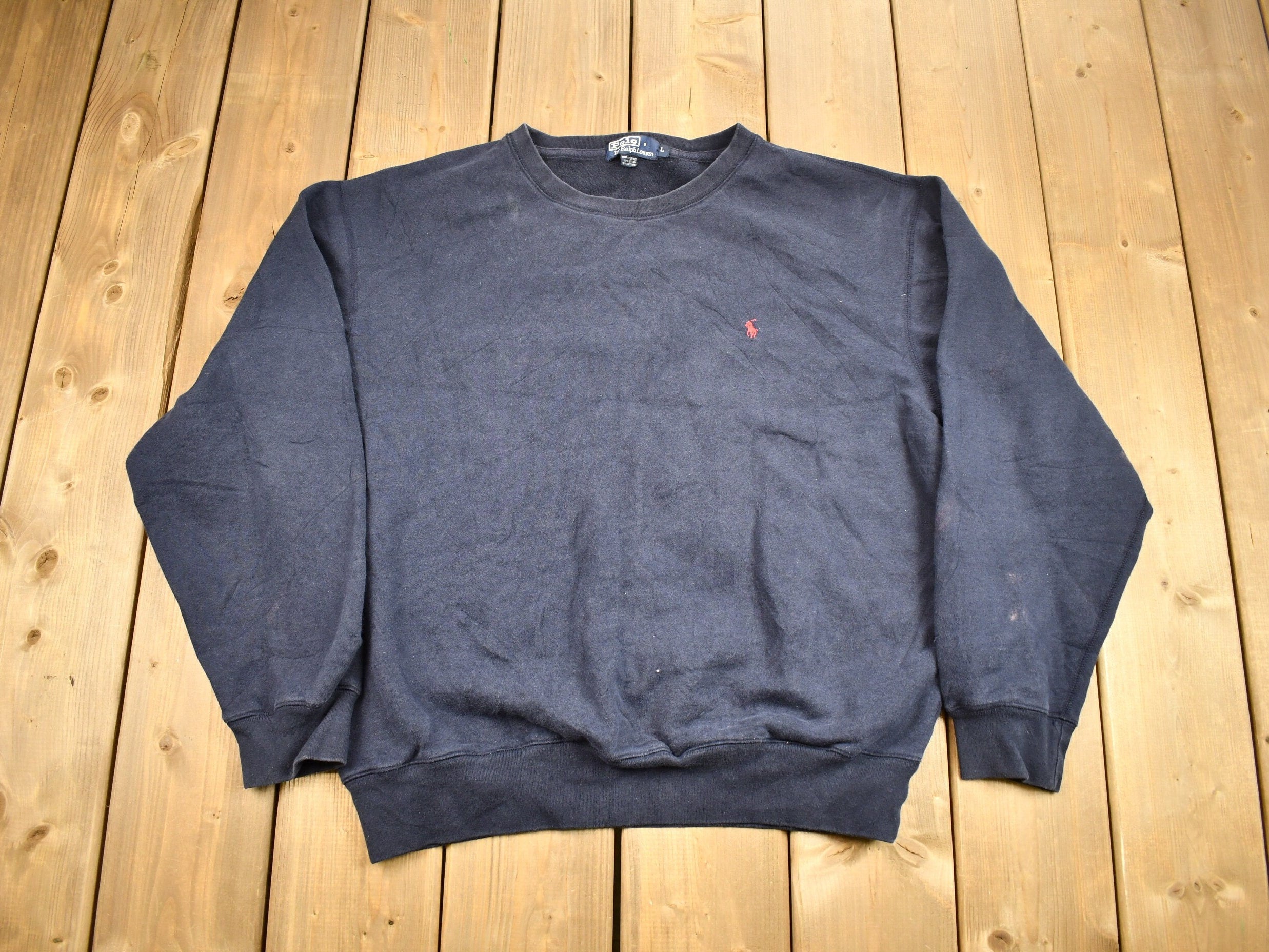 Vintage 1990s Polo Ralph Lauren Navy Blue Crewneck Sweatshirt