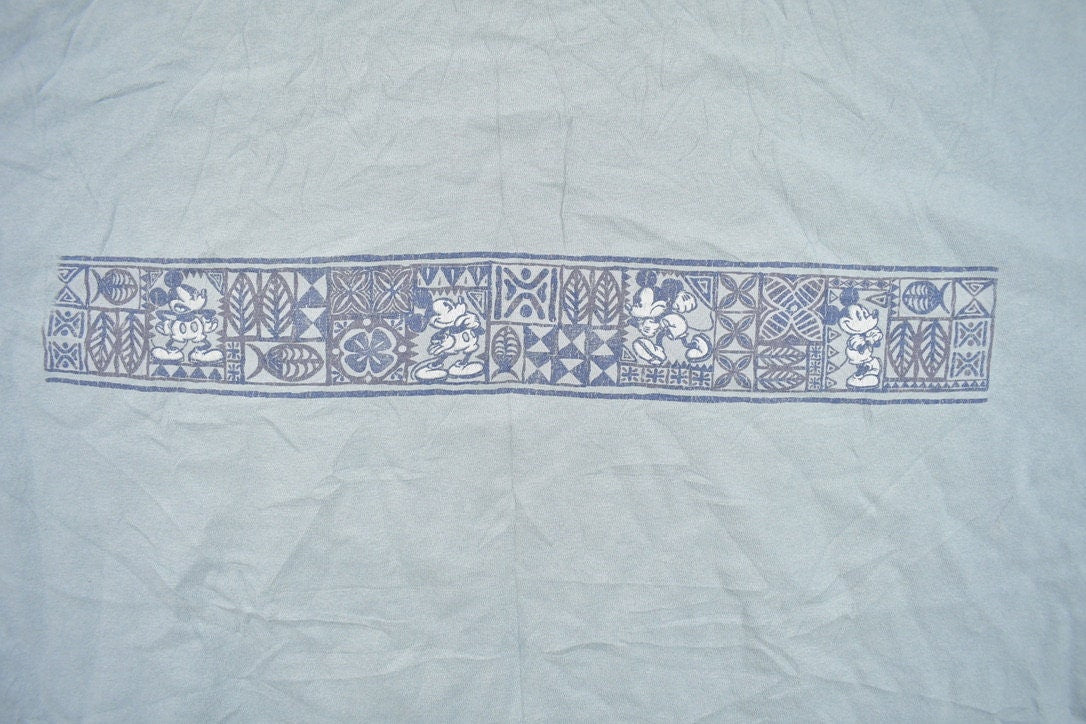 Vintage 1990s Disney Mickey Mouse Hawaiian Tribal Graphic T-Shirt  Streetwear  Retro Style  Disney Land Vintage  90s Graphic Tee
