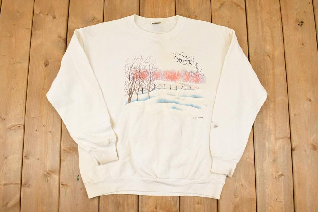 Vintage 1994 Red Willow Country Scene Graphic Print Crewneck Sweatshirt Men's L