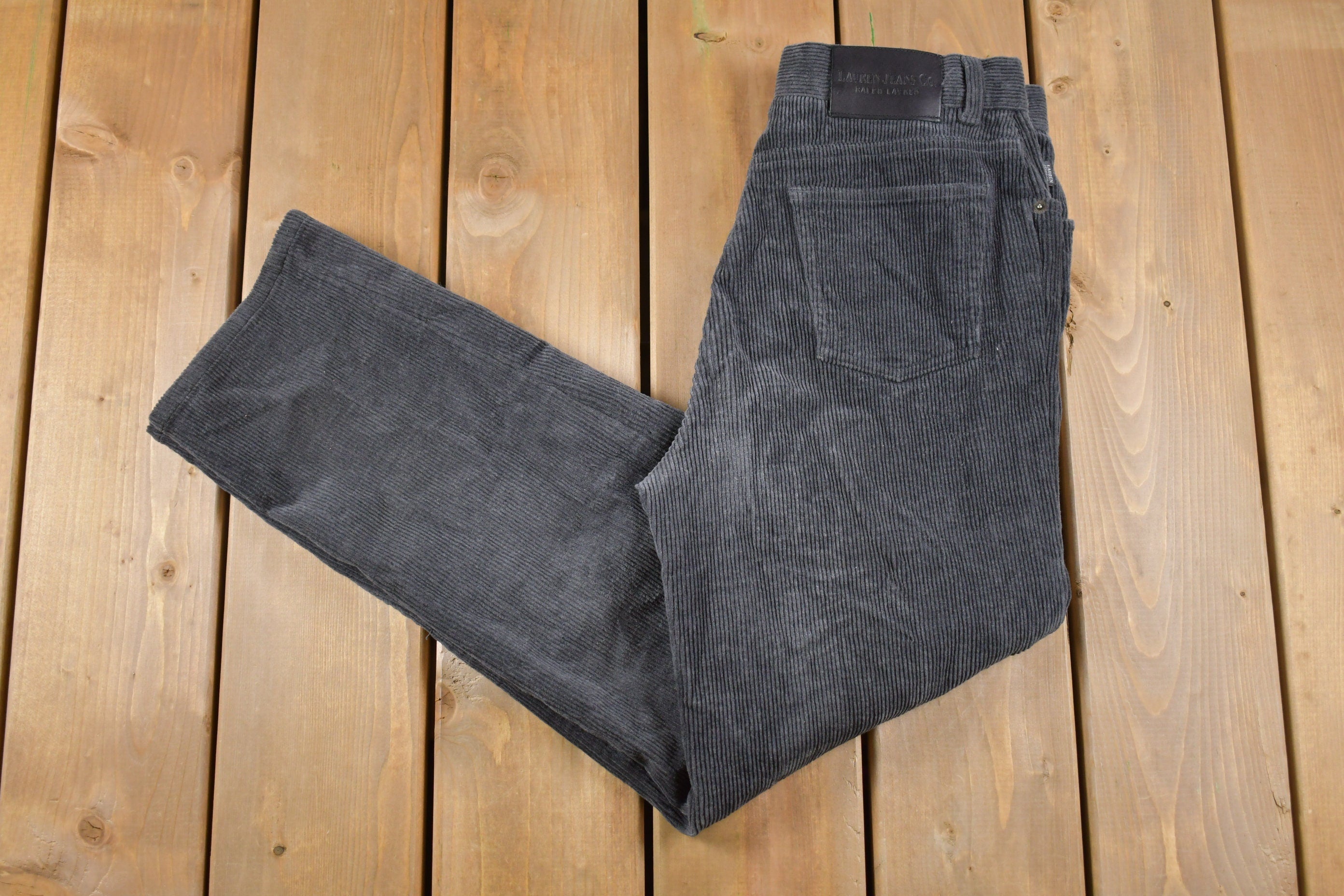 Vintage 1990's Ralph Lauren Jeans Black Corduroy Pants 28 x 28