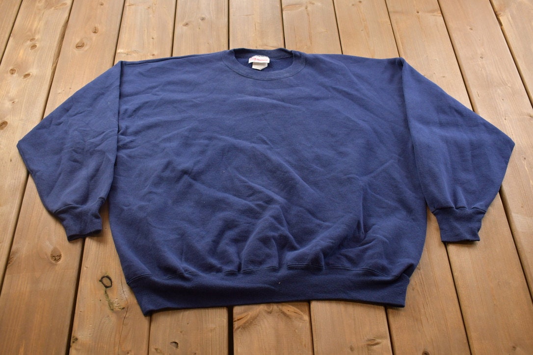 Vintage 1990s Blank Navy Blue Crewneck Sweatshirt