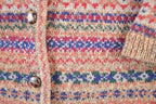 Vintage 90s Shetland Wool Knit Sweater: Abstract Button Up Crewneck, Mens S