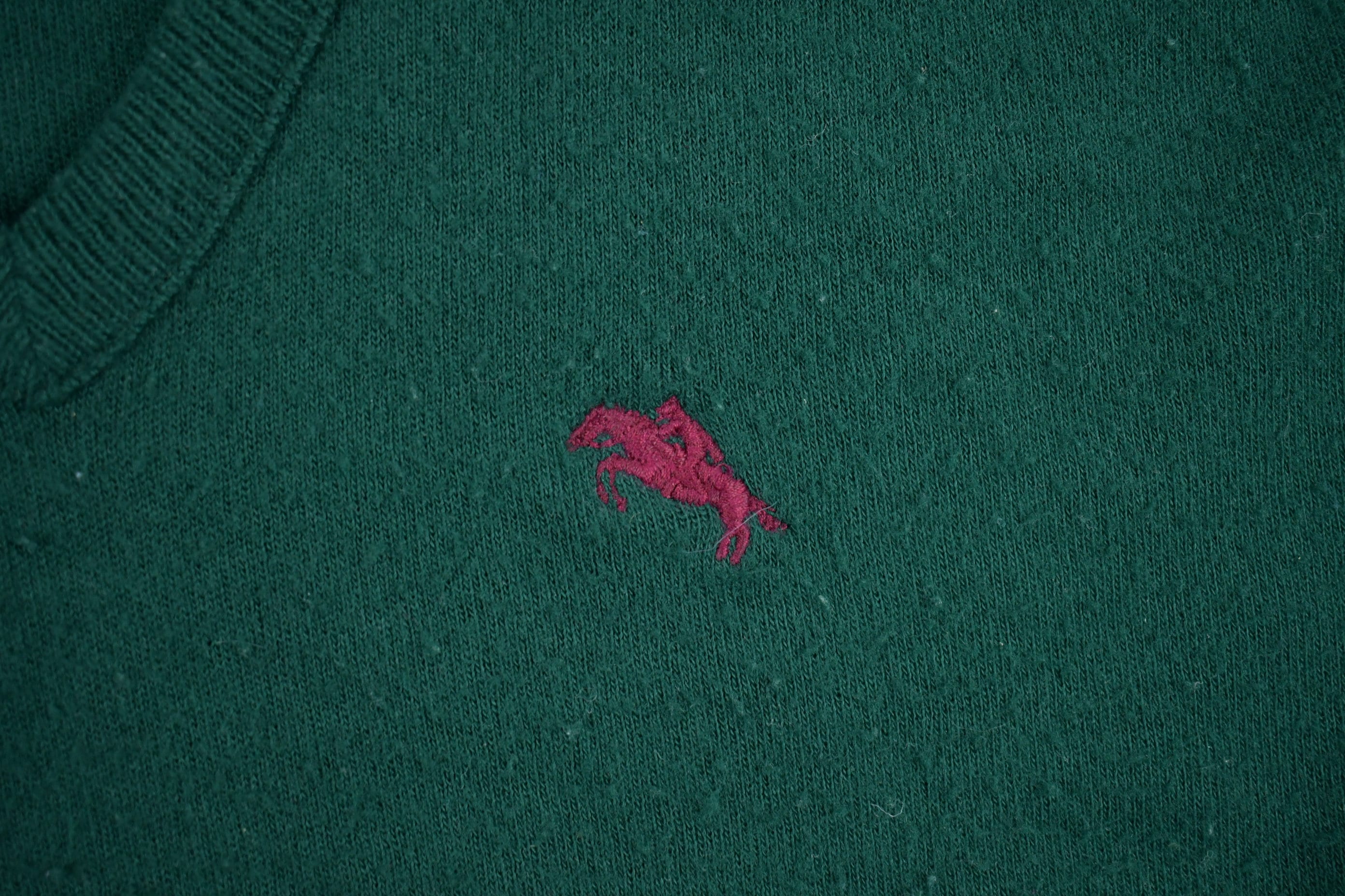 Vintage 1990s Steeplechase Blank Green V Neck Sweatshirt