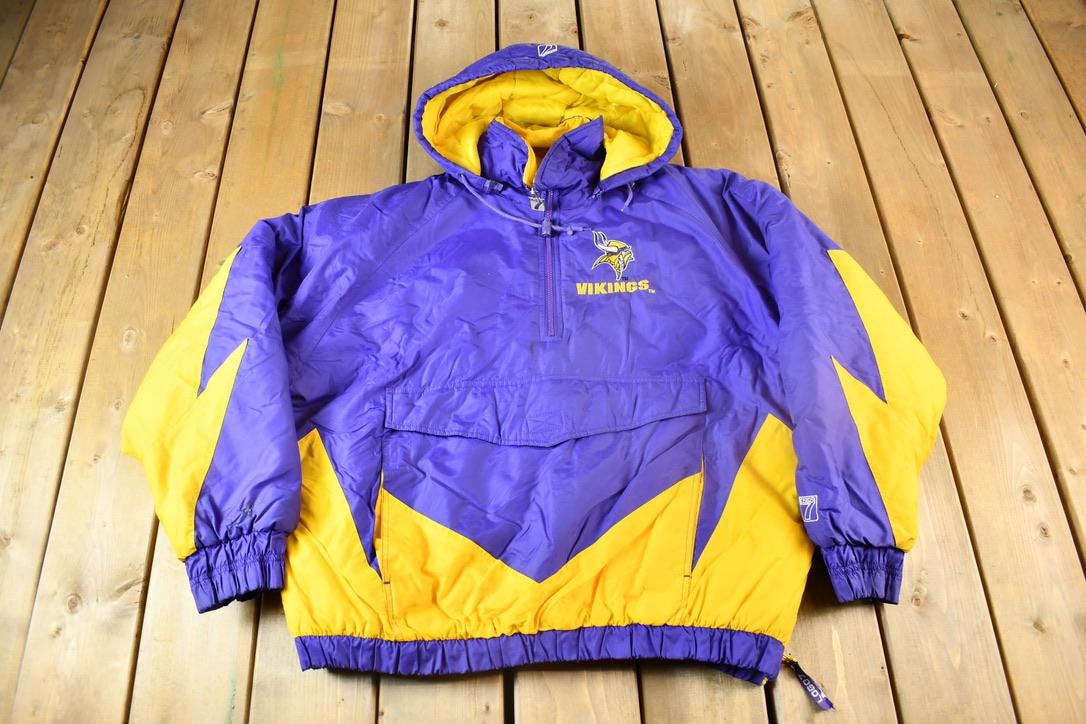 Vintage 1990s Minnesota Vikings NFL Gameday Logo 7 Quarter Zip Jacket