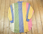 Vintage 1990s Deadstock HS Athletic Striped Long Fit Embroidered Button Up Shirt