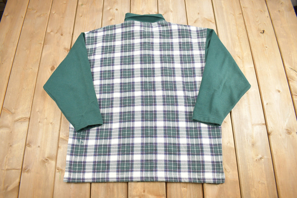 Vintage 1990s Paris Sport Club Plaid Rugby Sweatshirt