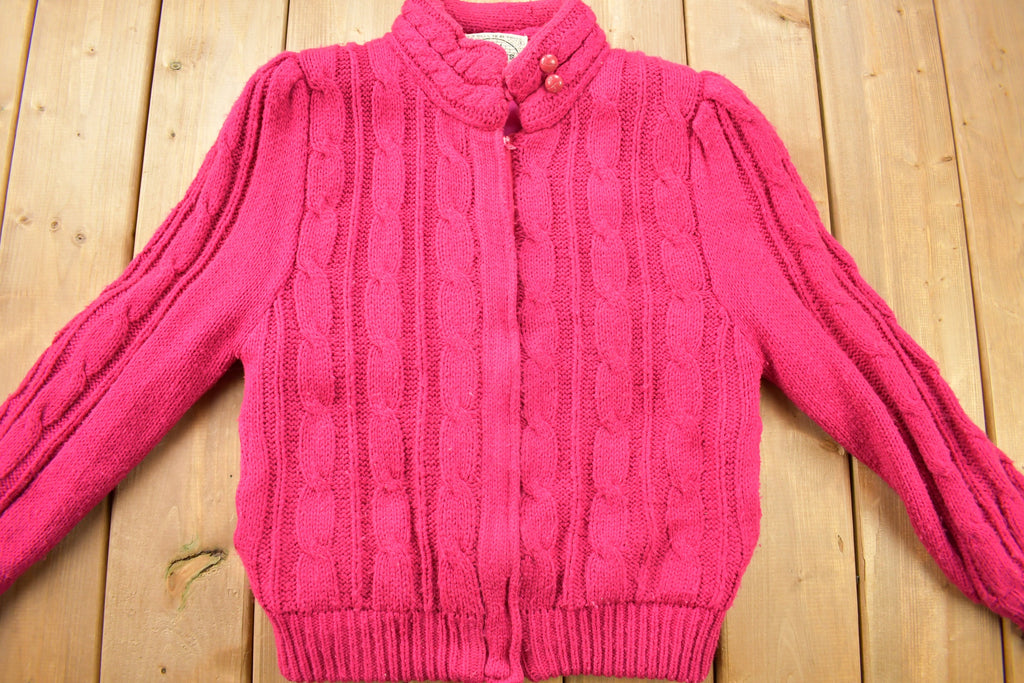 Vintage 1980s Chill Chasers 3D Pink Cable Knit Sweater