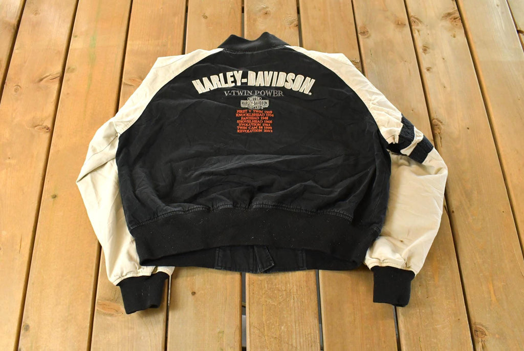 Vintage 1990s Harley Davidson Embroidered Motorcycle Bomber Jacket Men's Short Medium