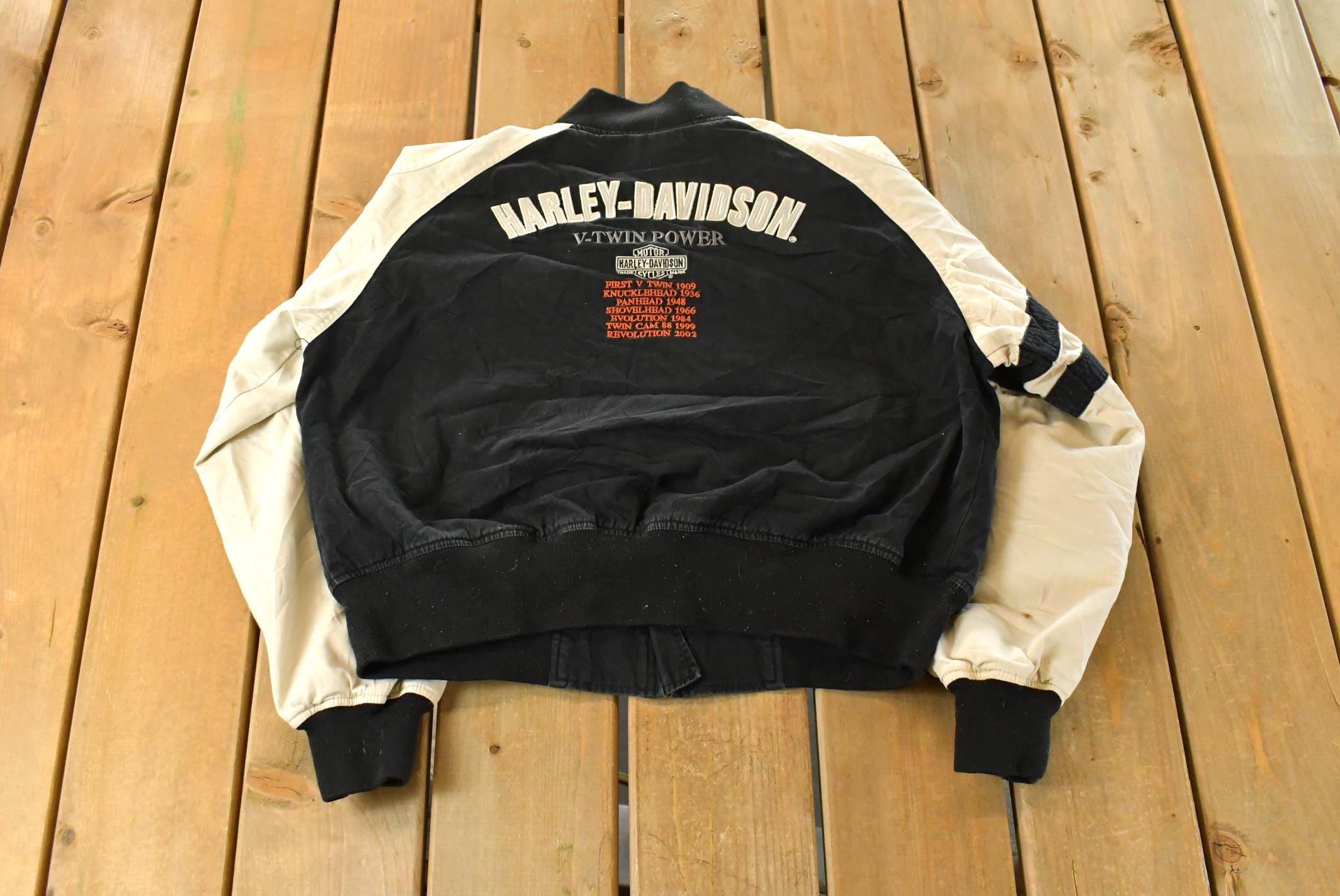 Vintage 1990s Harley Davidson Embroidered Motorcycle Bomber Jacket Men's Short Medium