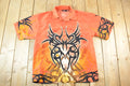 Vintage Y2K Dragon City Graphic Button-Up Shirt Mens M