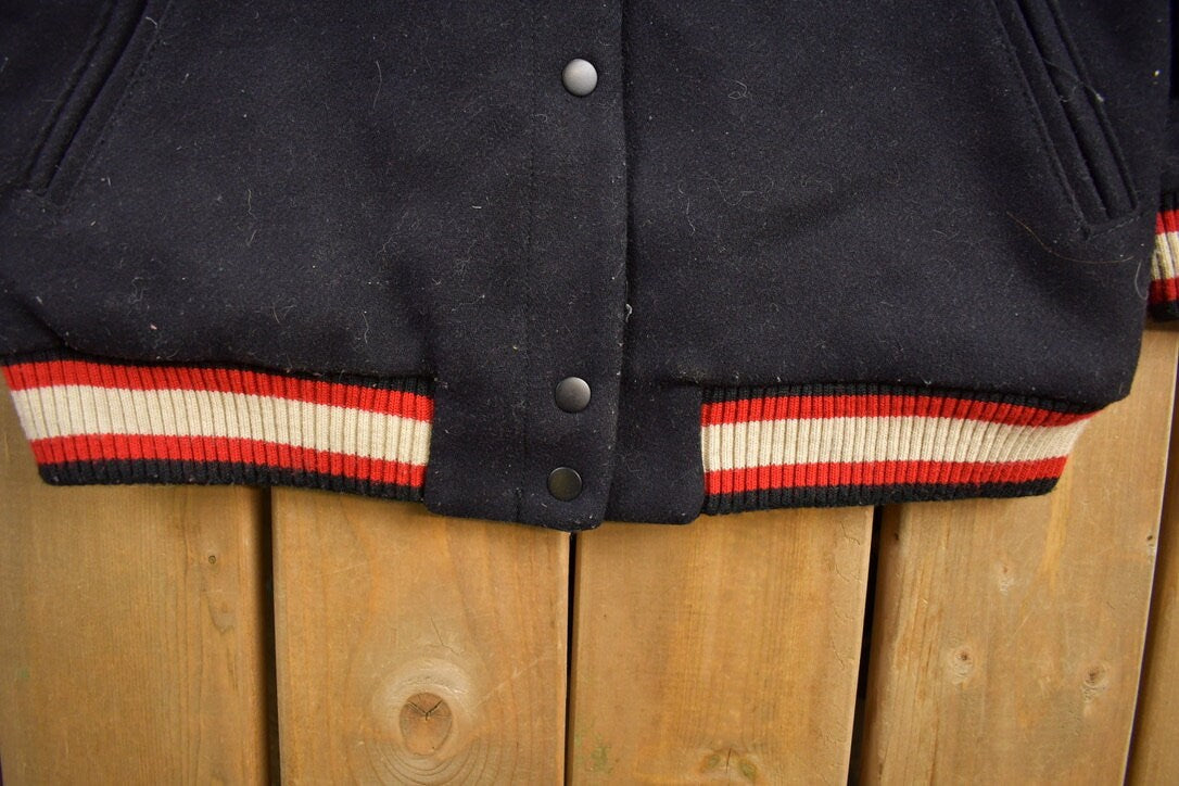 Vintage 1980s East Village NYC Letterman Jacket / Embroidered / Varsity Jacket / Sportswear / Americana