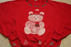 Vintage 1990s Teddy Bear Graphic Holiday Crewneck , Christmas Teddy Bear , Winter Wear , Festive Graphic Print , Made In USA