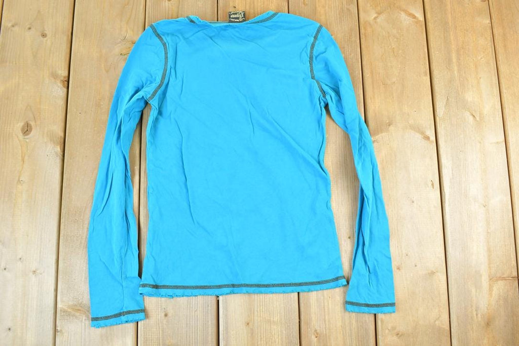 Women Vintage Vigoss Y2K Blank Blue T-Shirt / Vigoss Grunge Skull Print / Contrast Stitch / Internet Famous Clothing / Over Dyed