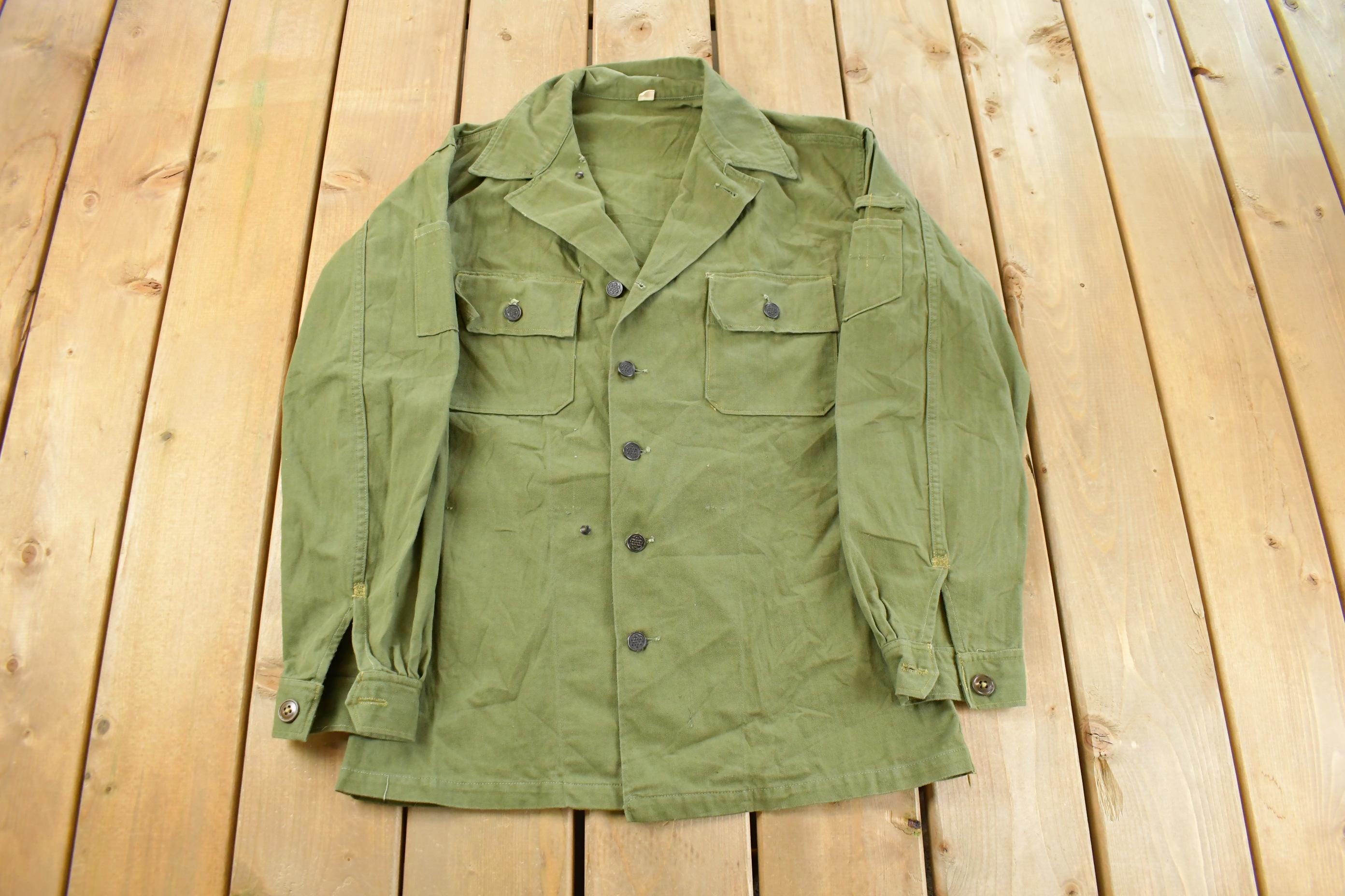 Vintage 1960s OG-107 Military Sateen Shirt Men's Small