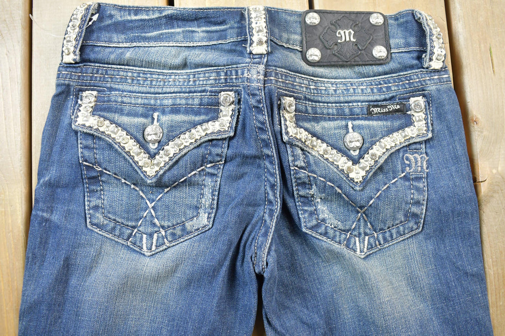Vintage Y2K Miss Me Bedazzled Low Rise Jeans Size 26x32
