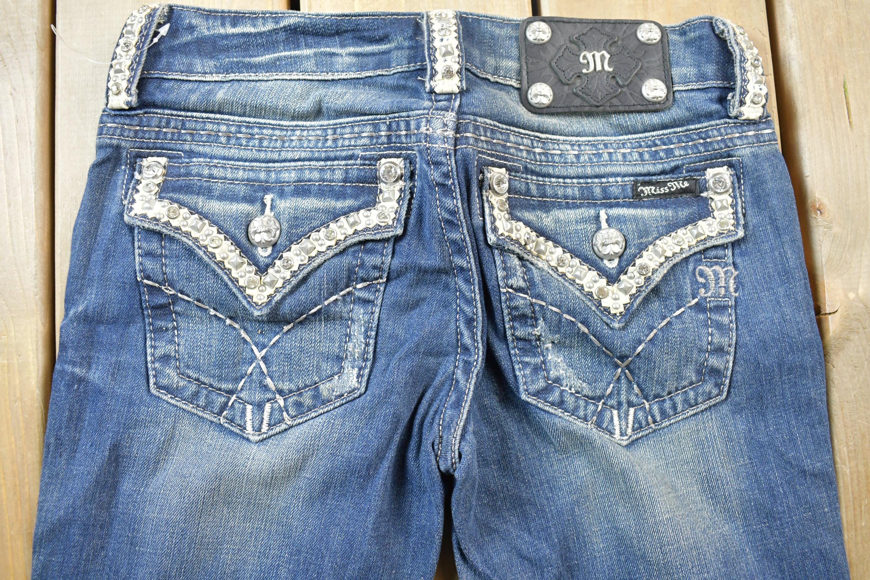 Vintage Y2K Miss Me Bedazzled Low Rise Jeans Size 26x32