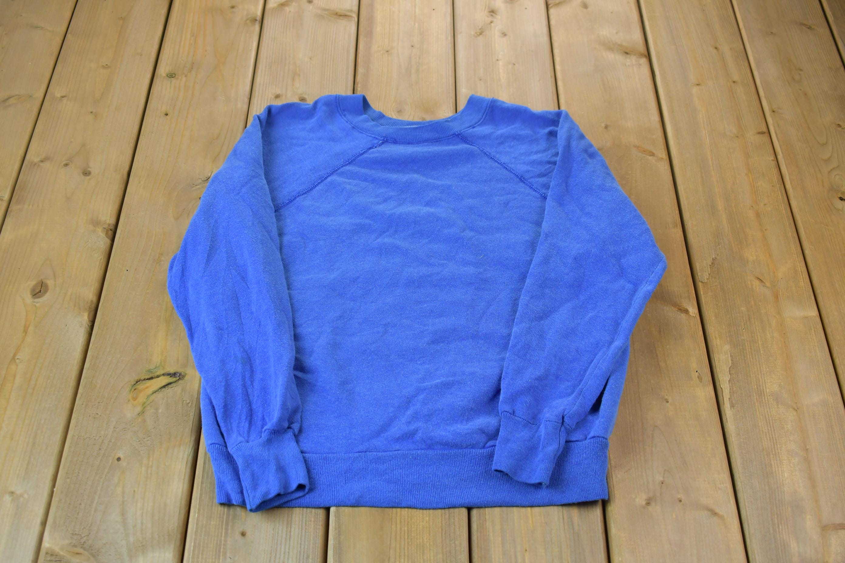 Vintage 1990s Blue Blank Crewneck Sweatshirt /