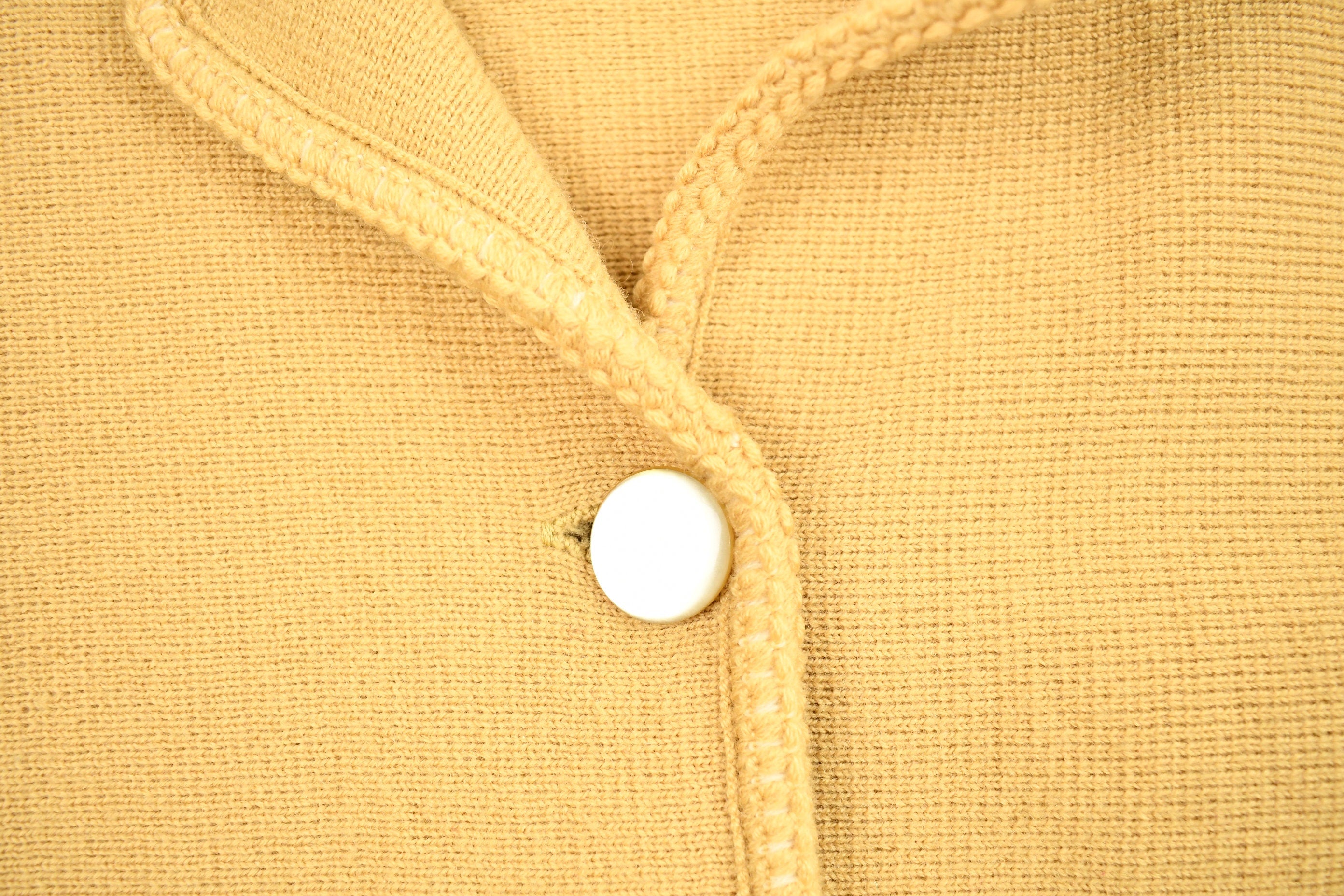 Vintage 1970s Tricotsport Pure Wool Muted Yellow Cardigan Sweater