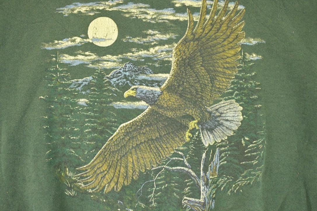 Vintage 1990s American Eagle Wilderness Graphic Print Crewneck Sweatshirt Men's L