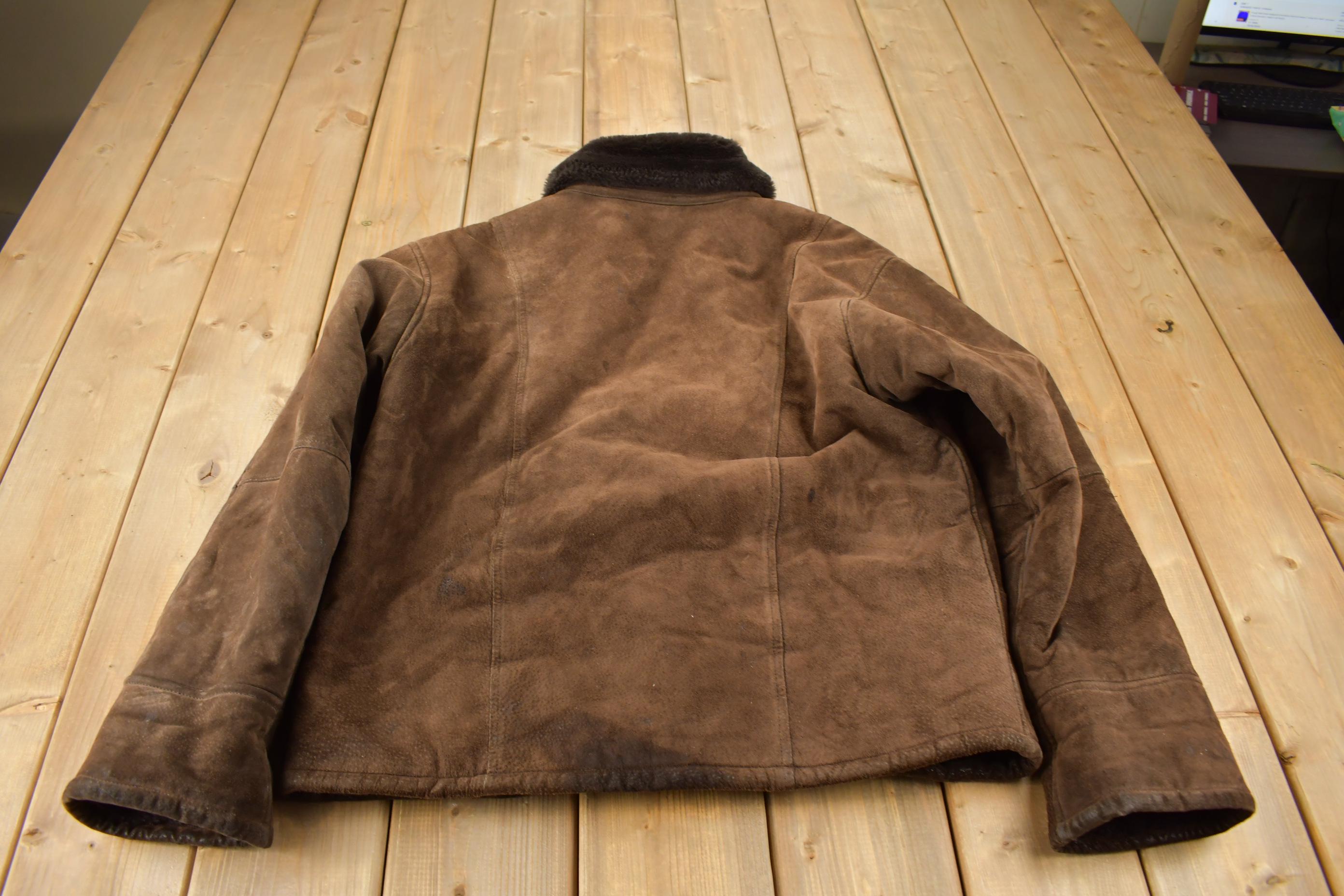 Vintage 1990s Hechter Jeans Authentic Shearling Zip Up Jacket Size L