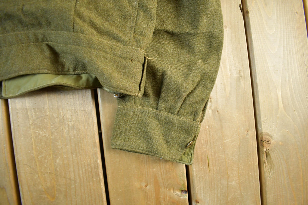Vintage 1970s Military Wool Button Up Collared Army Jacket Men's Small