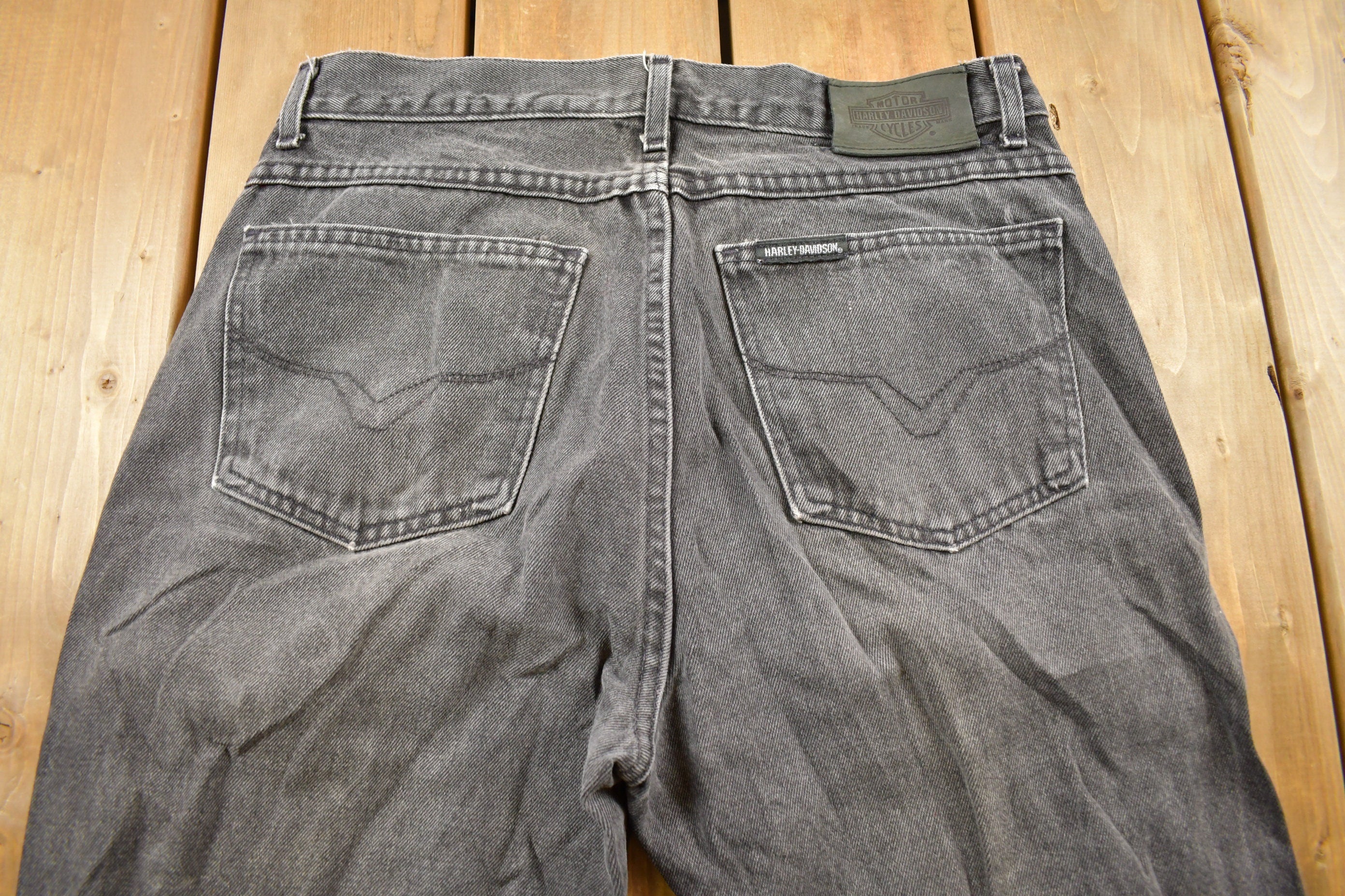 Vintage 1990s Harley Davidson Denim Black Wash Jeans Size 32 x 31