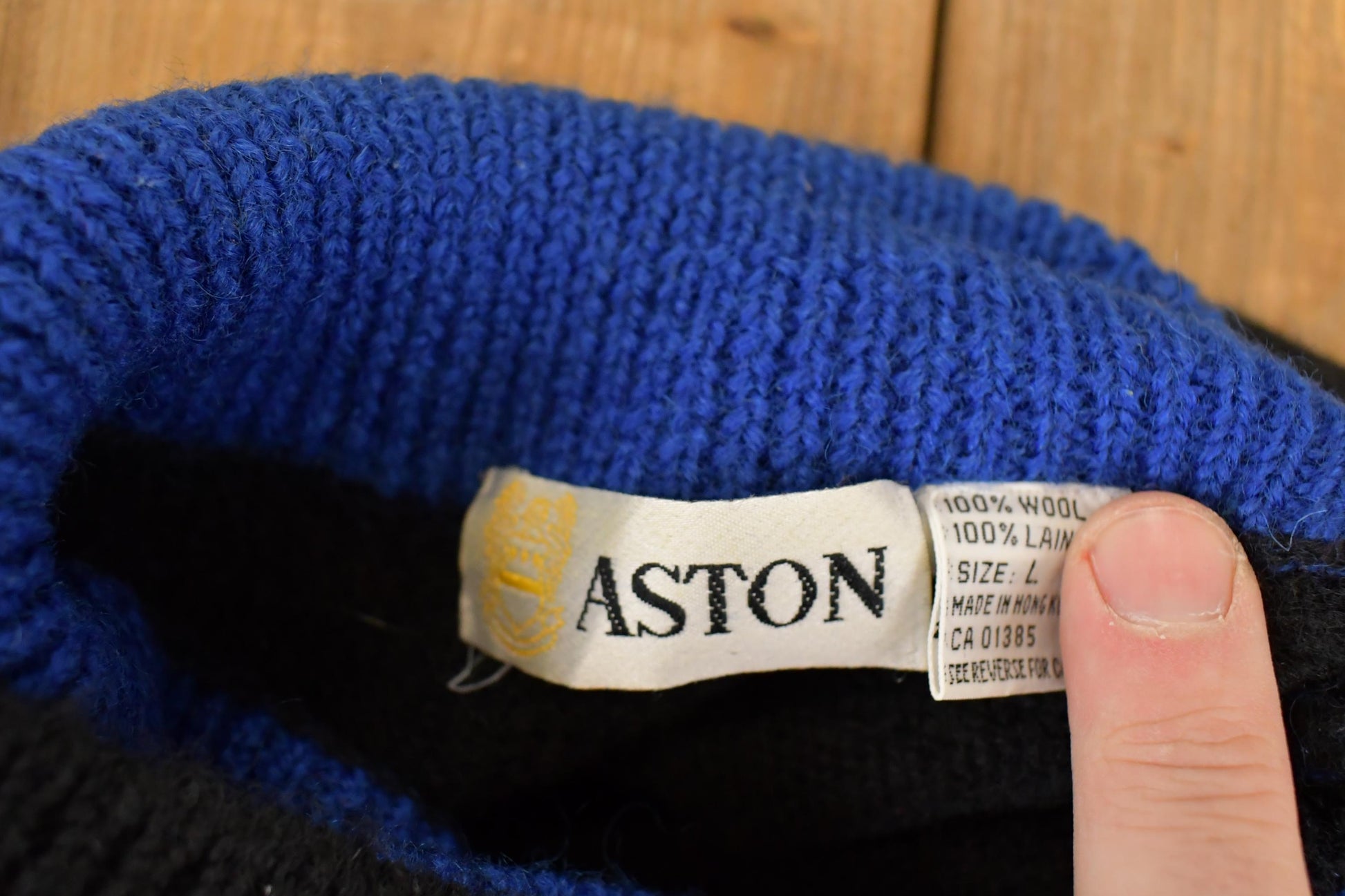 Vintage 1980s Aston Abstract Wool Knit Turtleneck Sweater Mens S