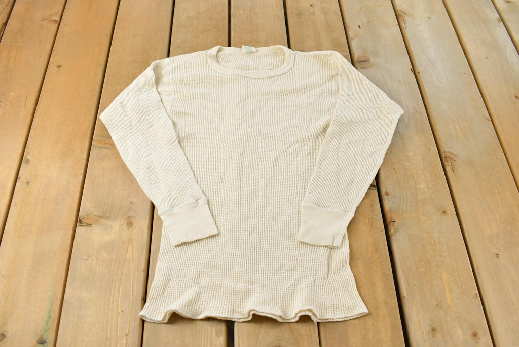 Vintage 1970s J.E. Morgan All Natural Thermal Waffle Knit Long Sleeve Shirt Men's M