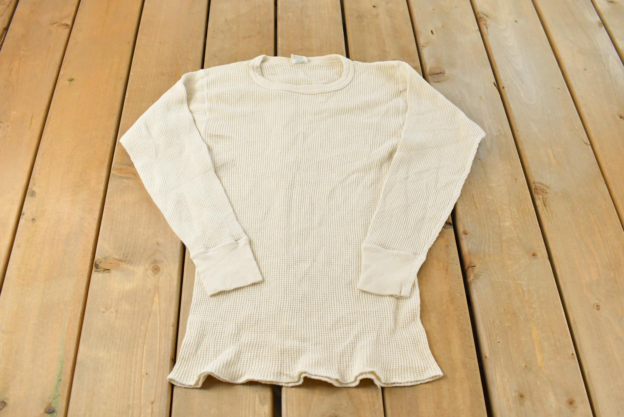 Vintage 1970s J.E. Morgan All Natural Thermal Waffle Knit Long Sleeve Shirt Men's M