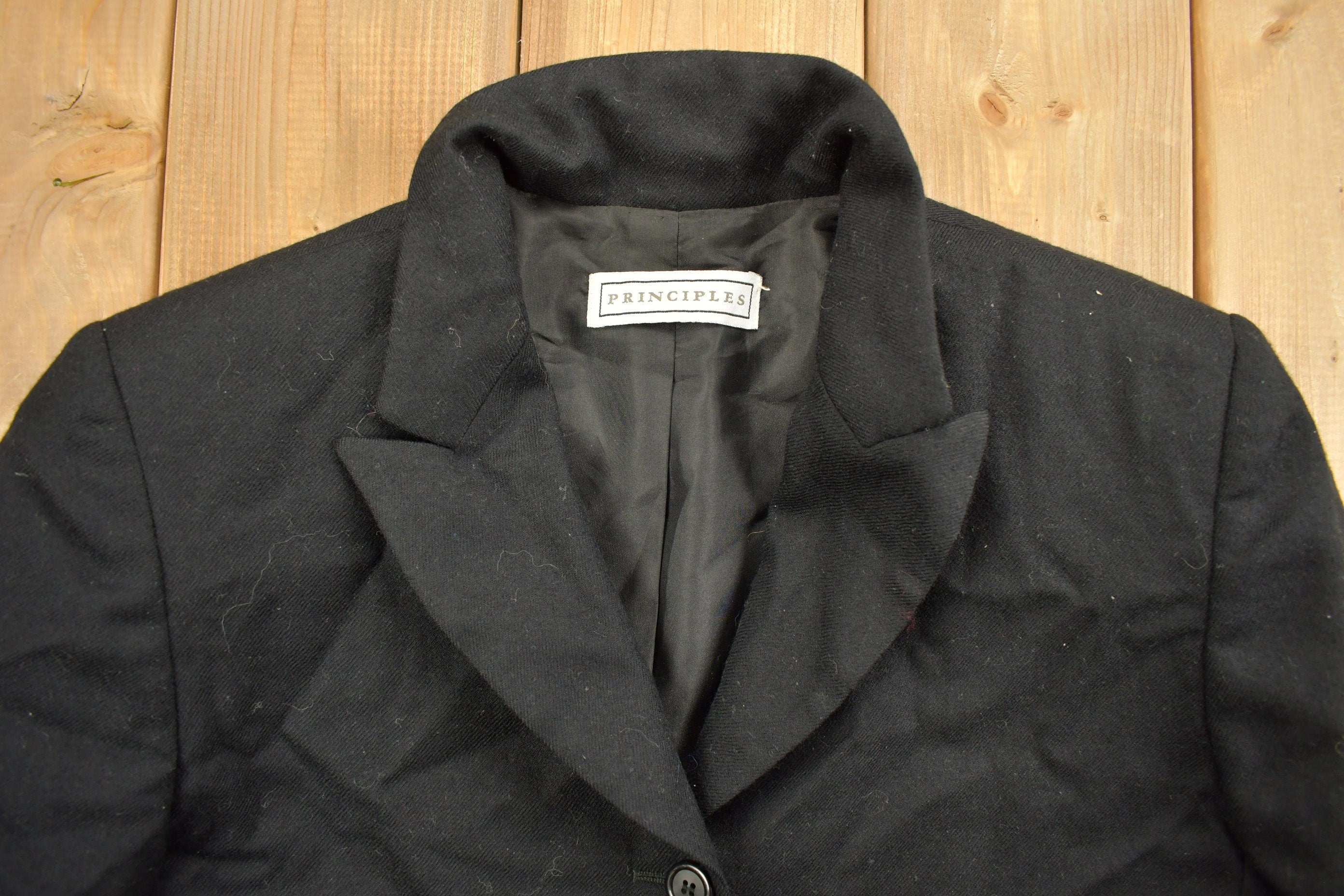 Vintage 1990s Black Lined Trench Coat /