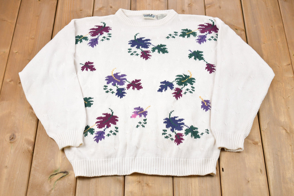 Vintage 1980s Northern Reflections Floral Print Knitted Sweater