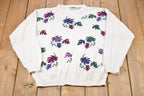 Vintage 1980s Northern Reflections Floral Print Knitted Sweater