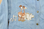 Vintage 1990s Noahs Ark Embroidered Button Up Denim Shirt