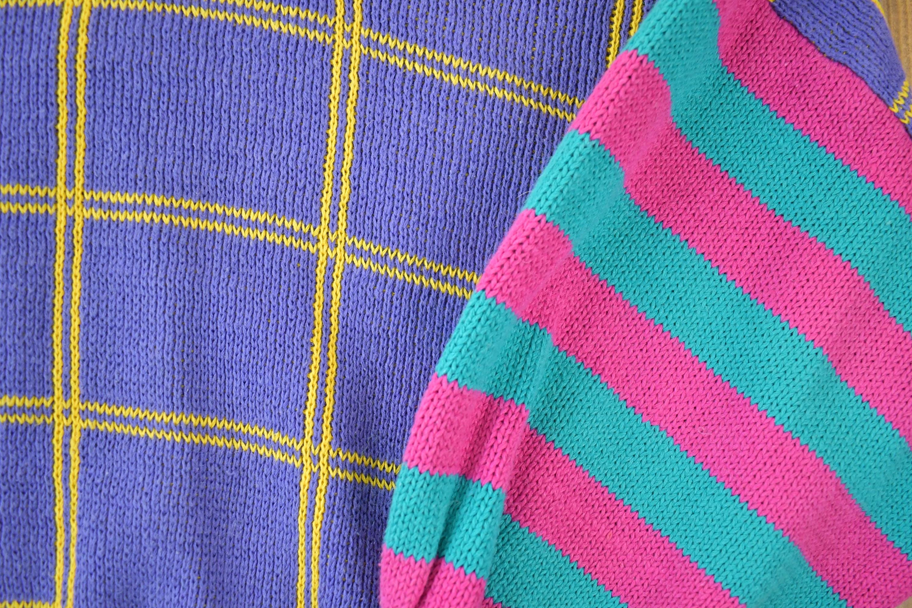 Vintage 1990s Bonnie Boerer PRET Knit Crewneck Colour Block Sweater