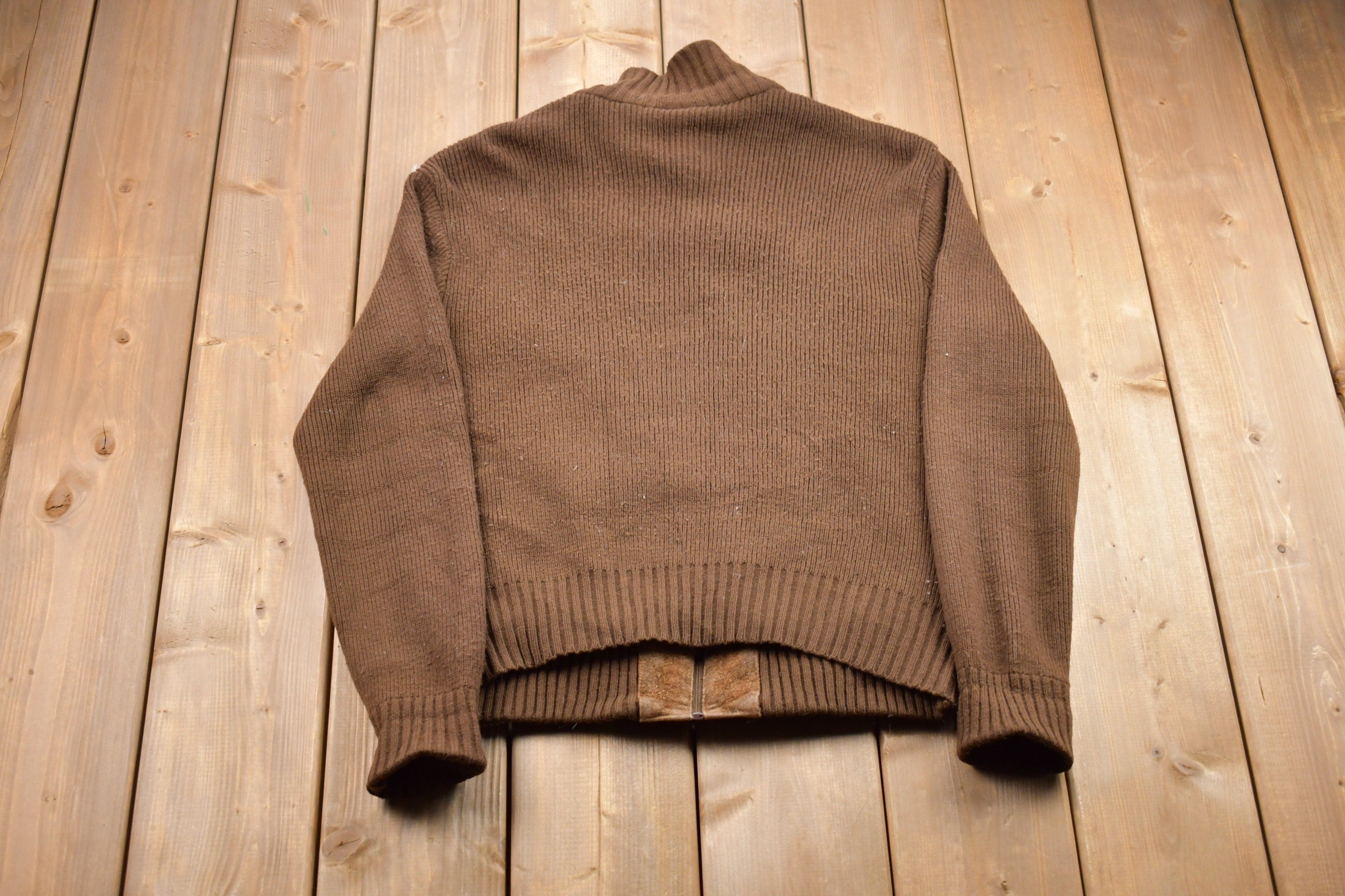 Vintage 1989s LM Suede Knitted Sweater /