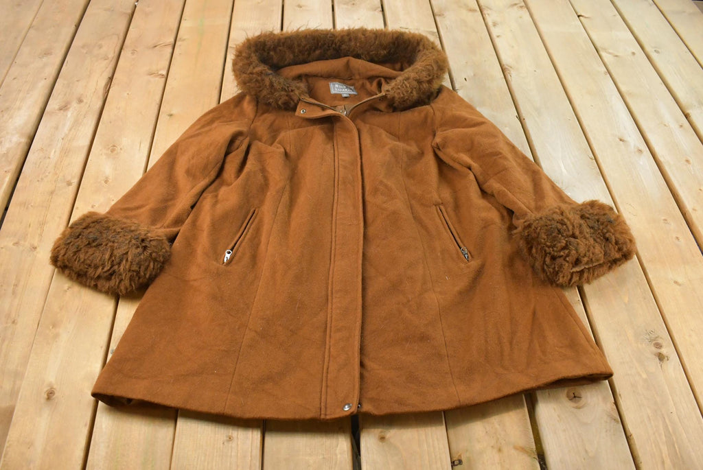 Vintage 1990s Jessica London Wool Trench Coat Women's 18W / Lined / Removable Hood / Long Coat / Vintage Jacket / Streetwear
