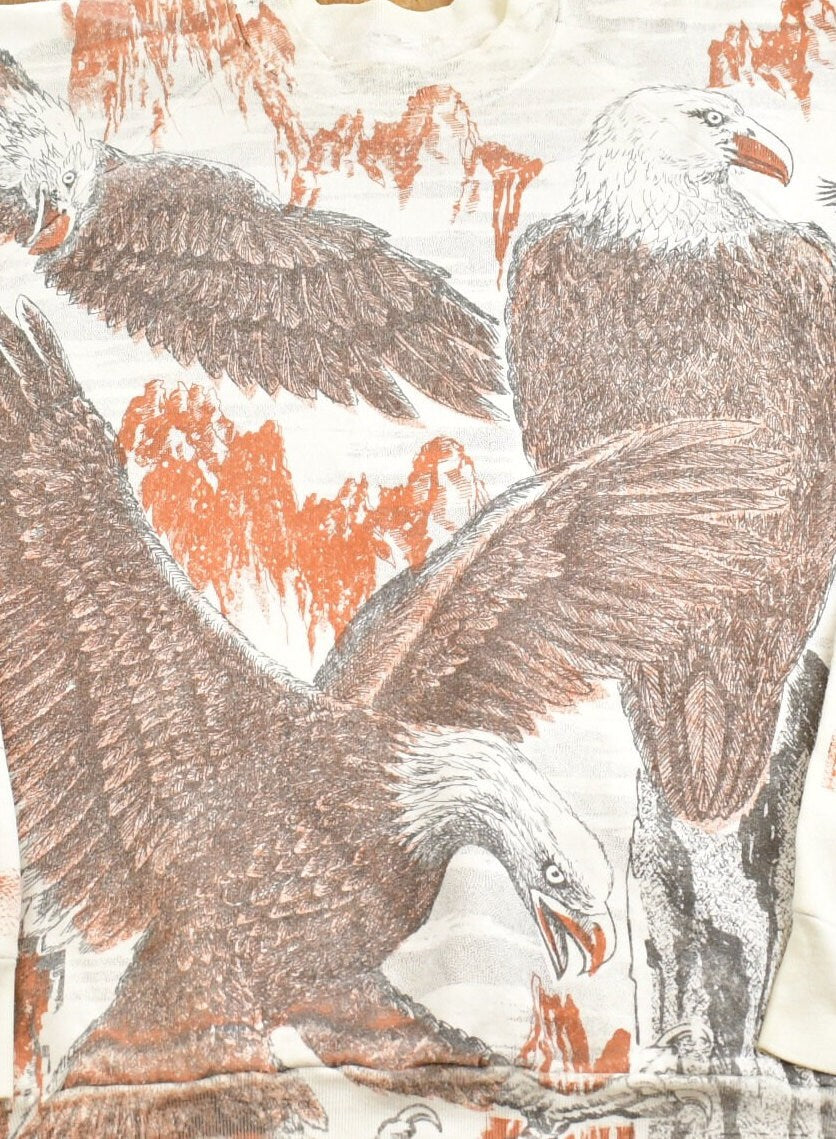Vintage 1990s Bald Eagle All Over Print Crewneck Sweatshirt