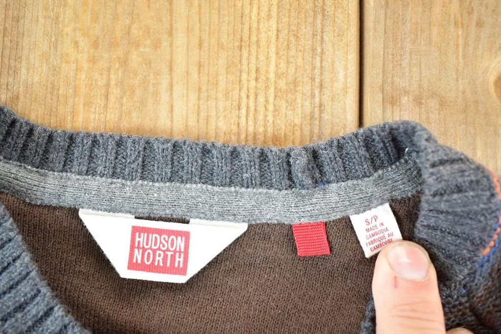 Vintage 1990s Hudson North Knit Abstract Pattern Crewneck Sweater Mens S