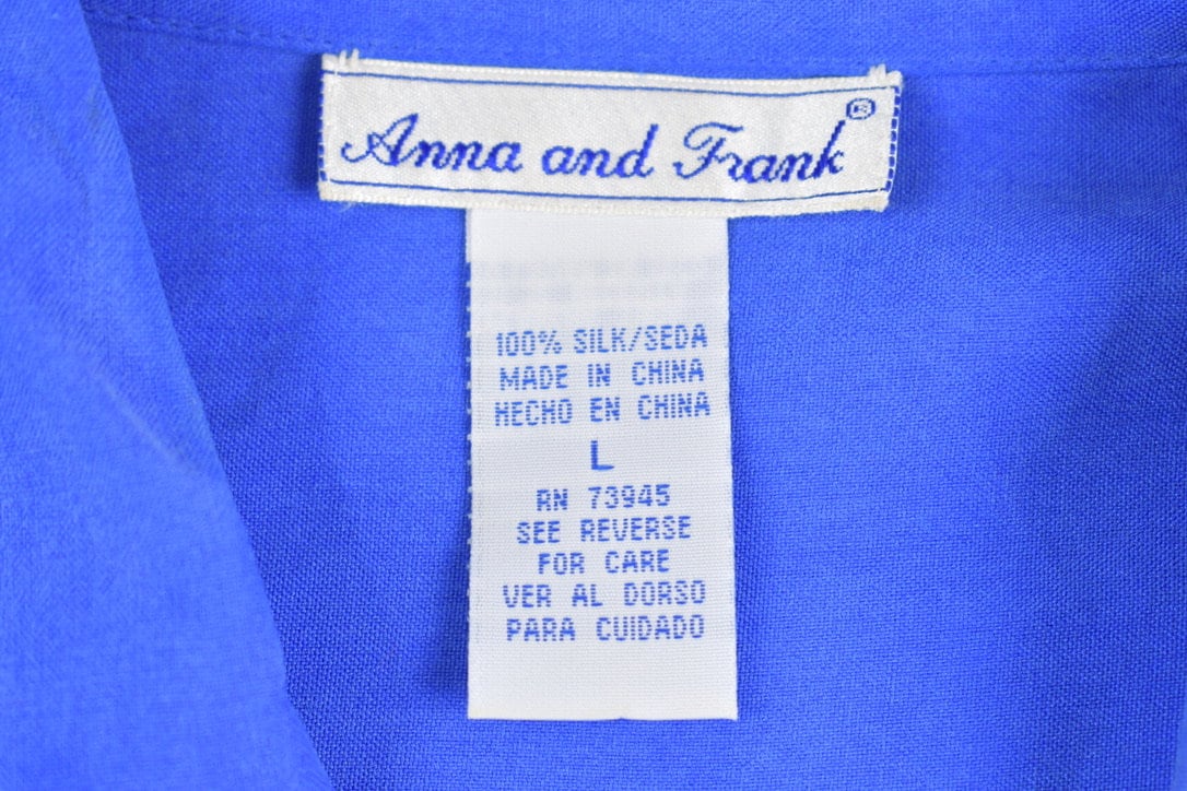 Vintage 1990s Anna and Frank Silk Button Up T- Shirt