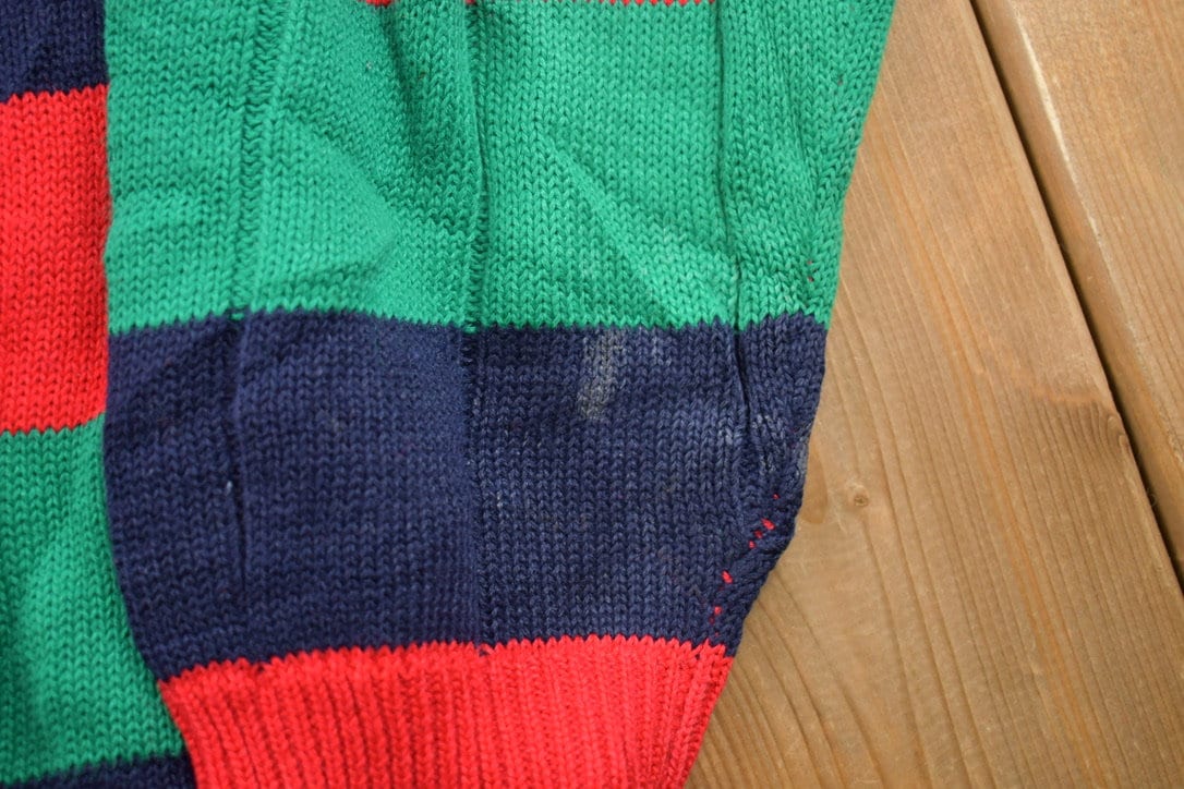 Vintage 1990s Knitted Striped Crewneck Sweater /