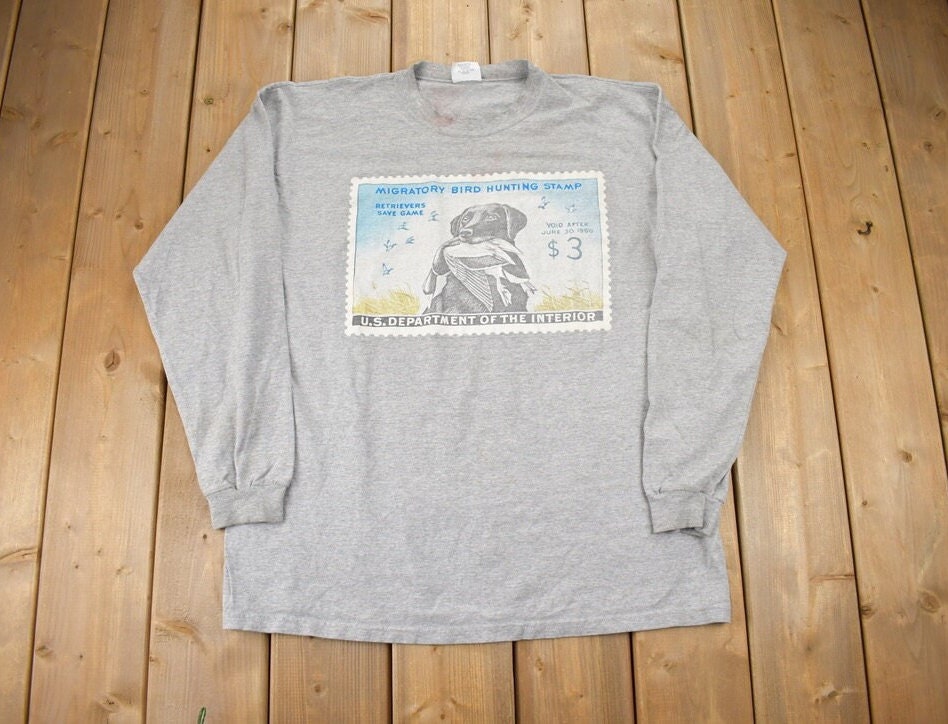 Vintage 1990s Dog Theme Migratory Bird Hunting Graphic T-Shirt Made In USA  Single Stitch  Streetwear  Nature T Shirt  U.S Government