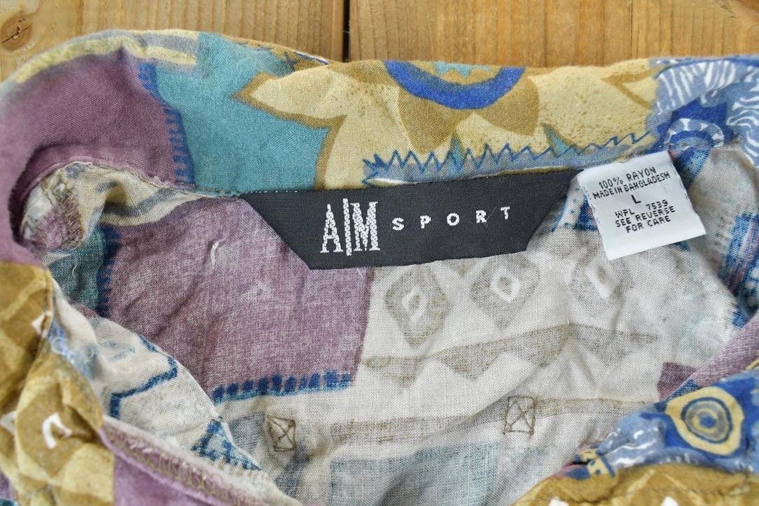 Vintage 1990s AM Sport Abstract Button Up Shirt