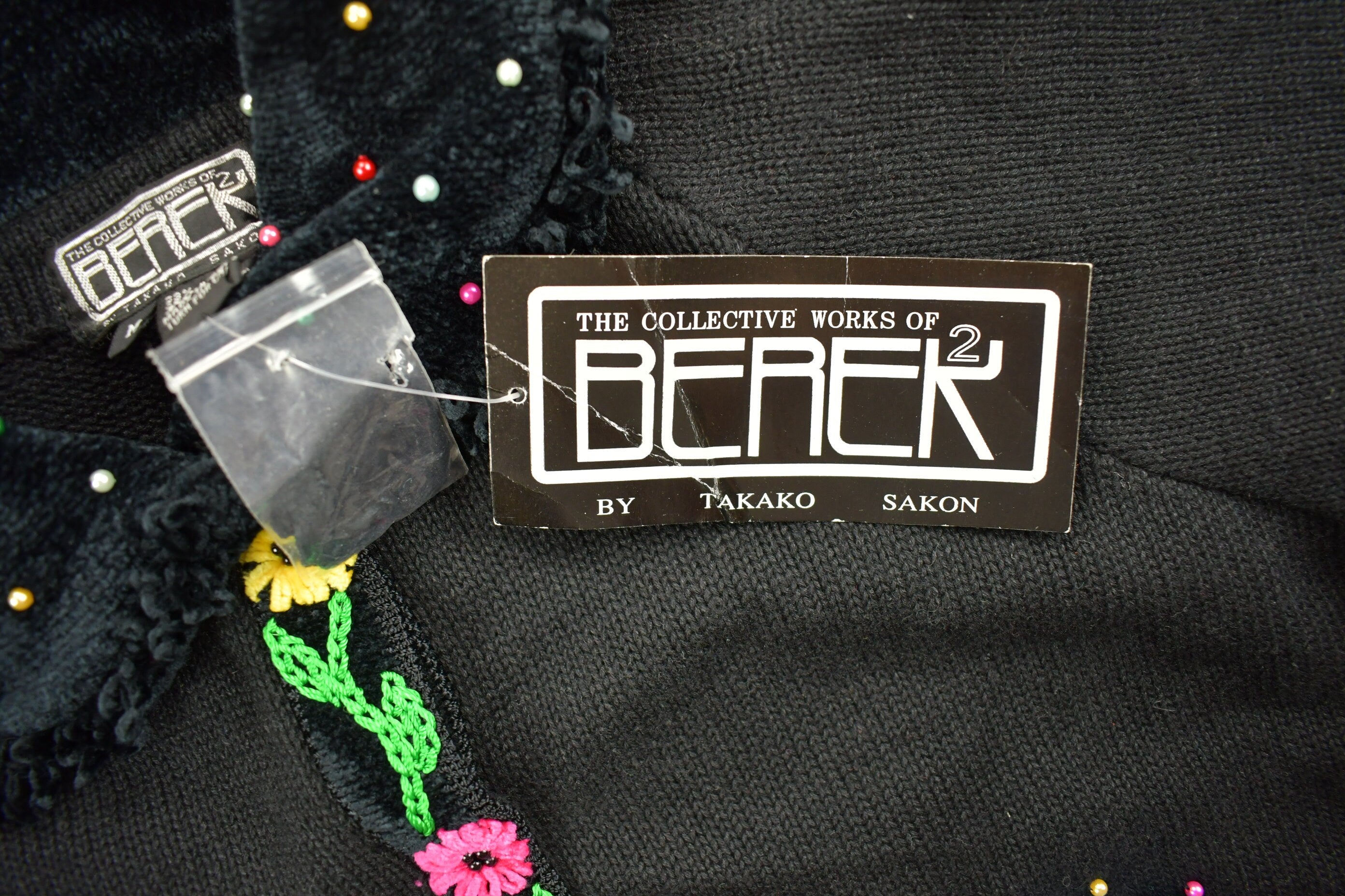 Vintage 1990s Berer Floral Embroidered Knitted Button Up Sweater