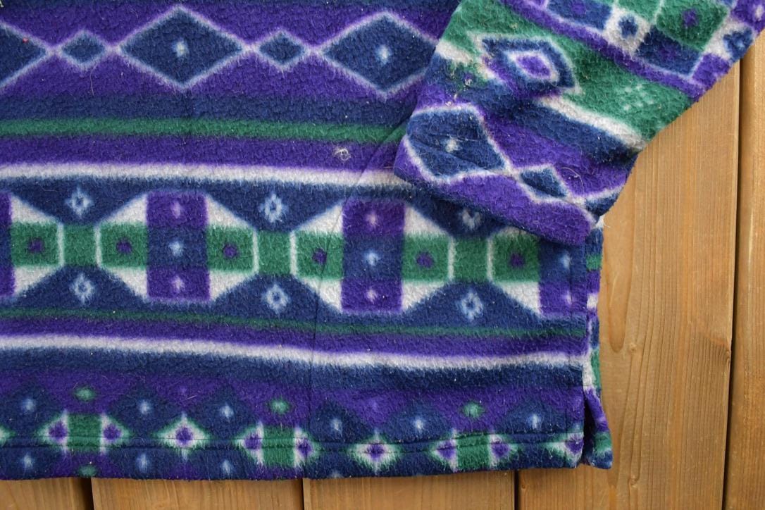 Vintage 1990s True American Classic Fleece Hooded Quarter Zip Sweater