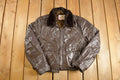 Vintage 1980s Sears The Leather Shop Leather Fur Shearling Collar Jacket