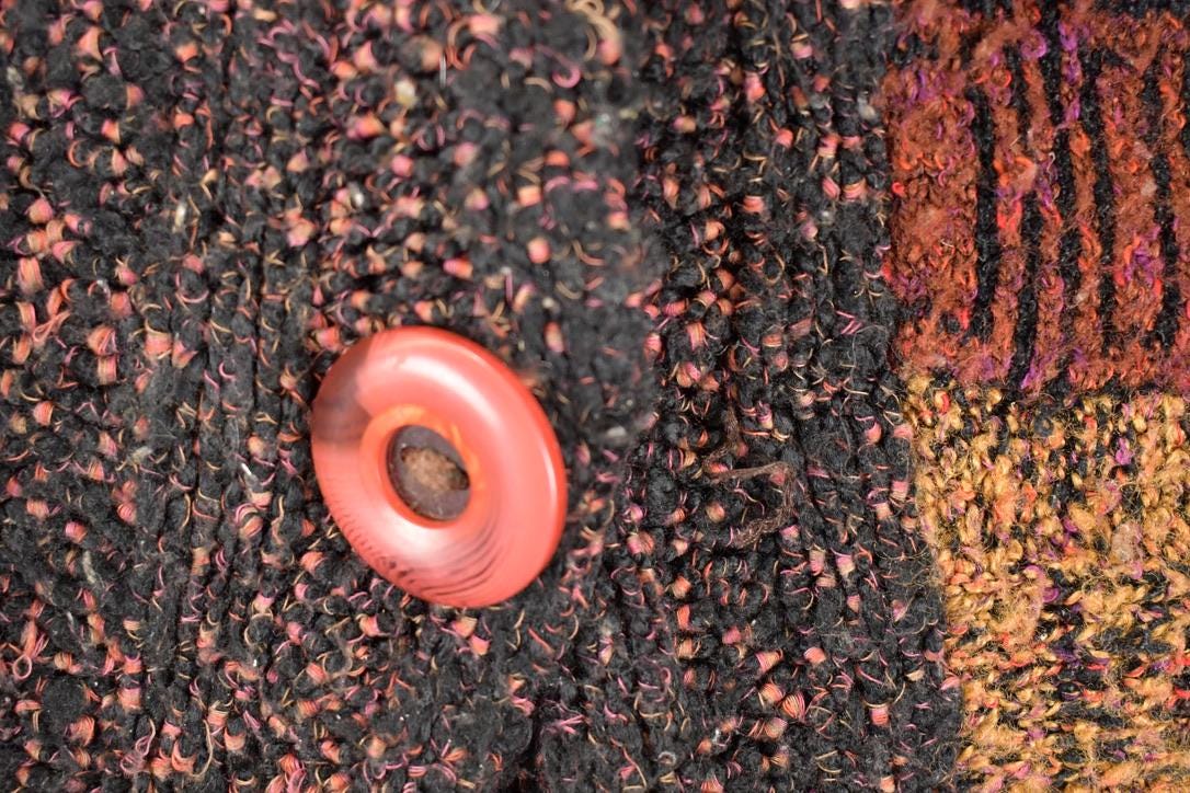 Vintage 1990s Curio Abstract Knit Cardigan Sweater Women's L / Preppy Knit Cardigan / Fancy Knit Vintage Cardigan / Grunge Sweater