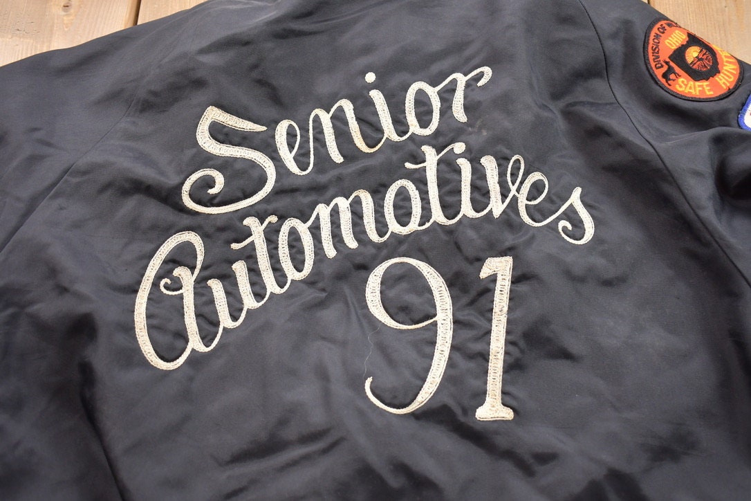 Vintage 1990s Embroidered Don Allerson Athletic Senior Automotives Windbreaker Jacket  Light Jacket  Vintage Windbreaker  Patchhwork