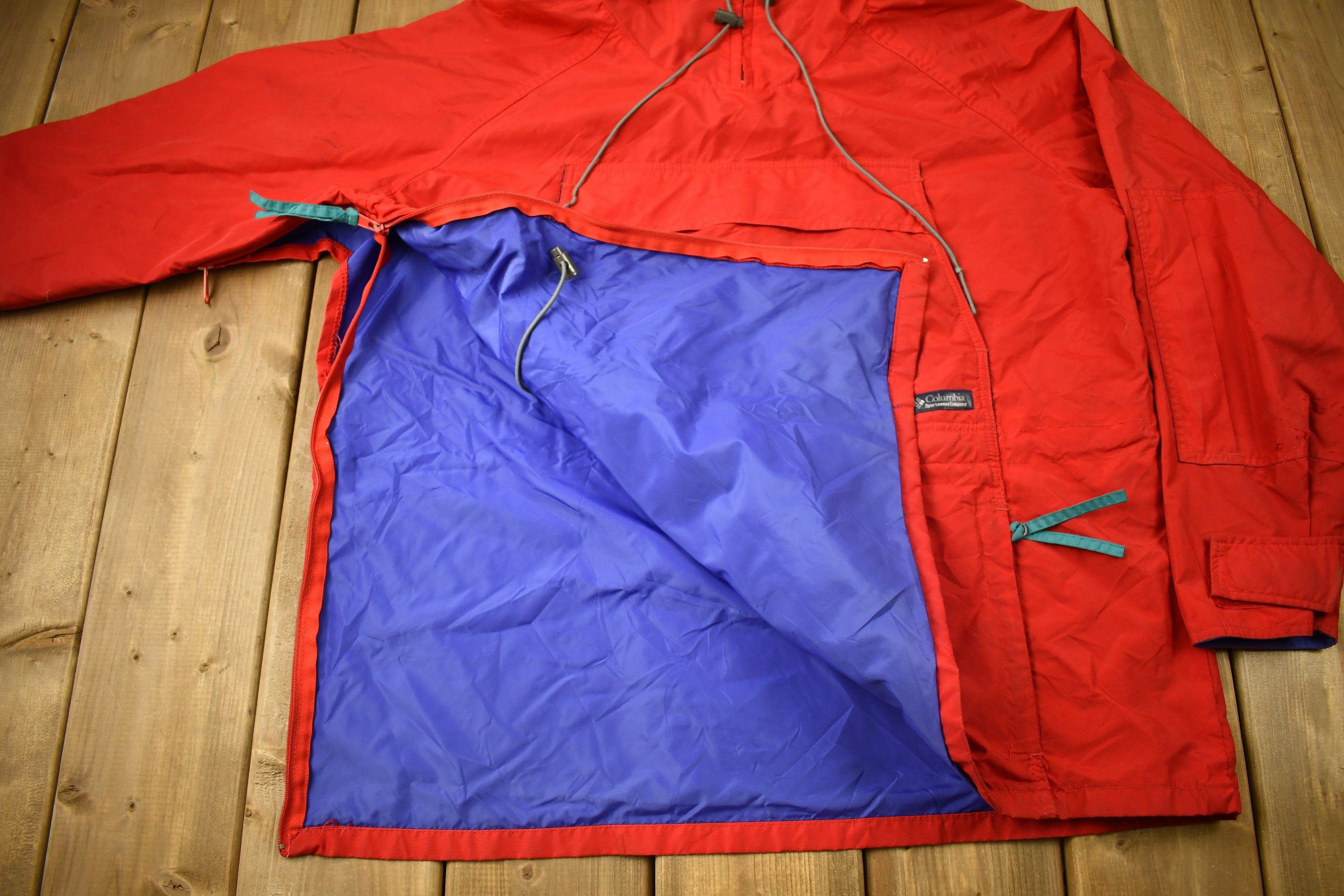 Vintage 1980s Columbia Sportswear Quarter Zip Windbreaker Jacket