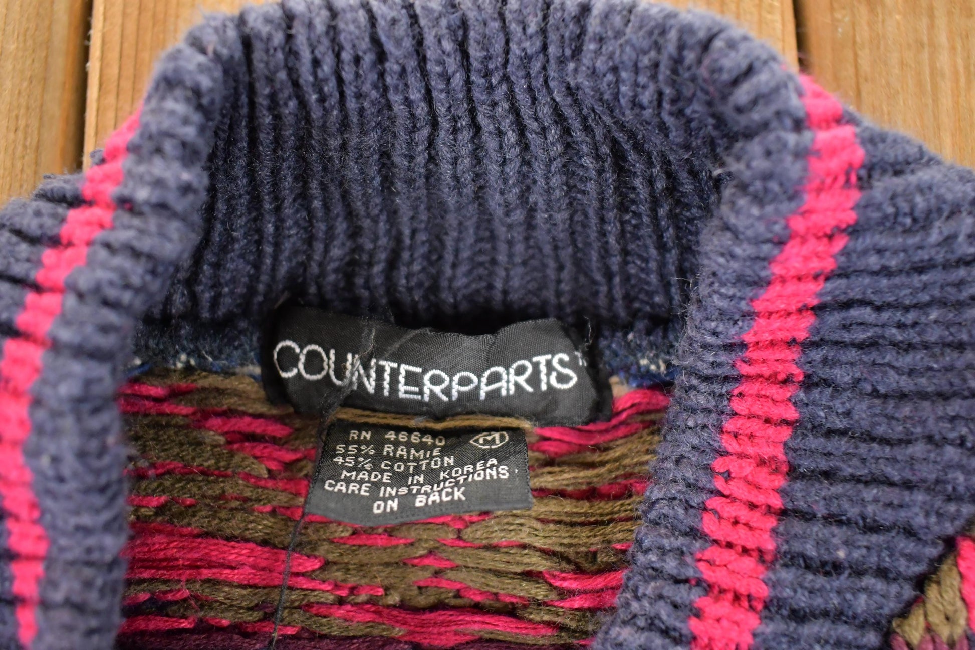 Vintage 1990s Counterparts Abstract Chunky Knit Cardigan Sweater Women's M